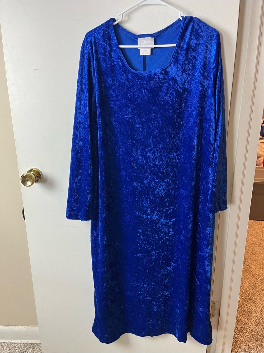 Blair Royal Blue Crushed Velvet Long Sleeve Dress